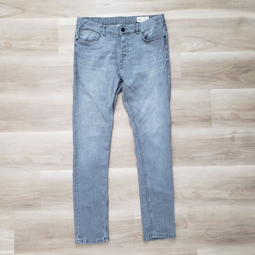 Denim&Co Men's Skinny Fit Jeans Grey Size 34 x 32
